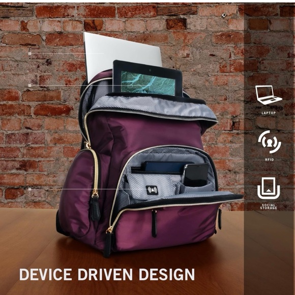 Kenneth Cole “Sophie” RFID blocking backpack-wine color; EUC - Picture 3 of 12